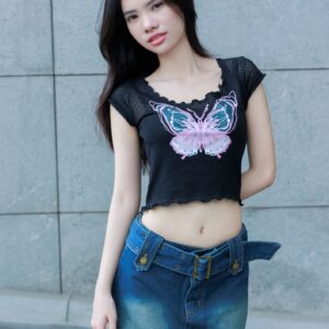 ao croptop tay ngan in hinh buom 4